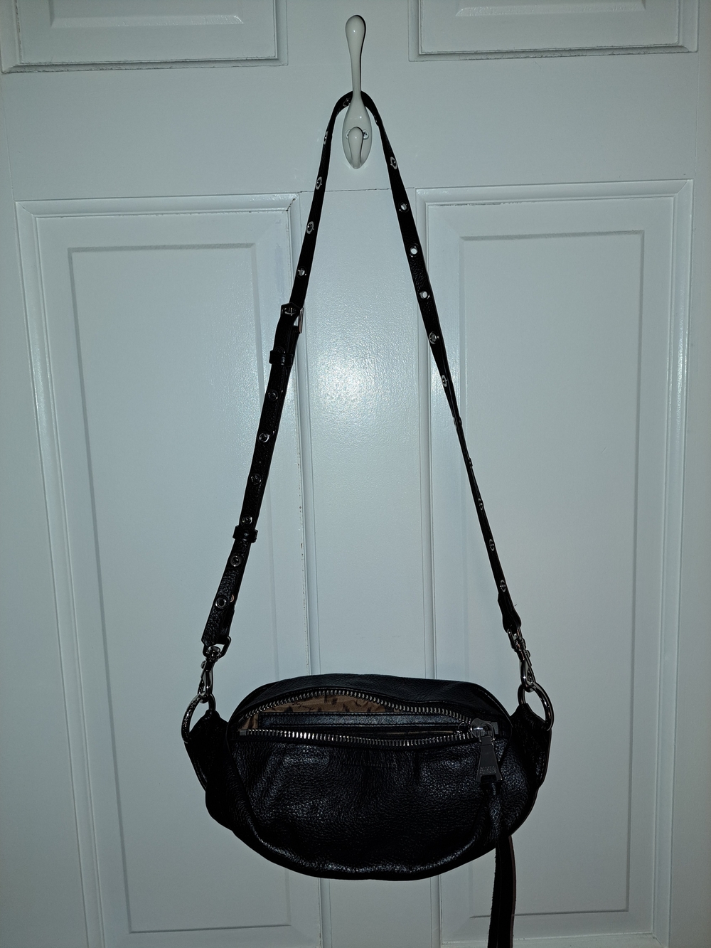 Black Leather Sling Bag